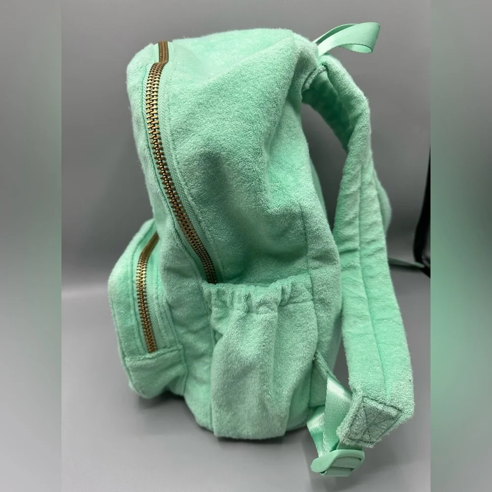 Stoney Clover Lane Terry Cloth Embossed Backpack Light Green Mint